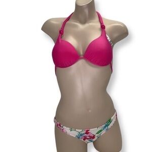 Recco Size Medium Brazilian Coral Halter Tie Top & Floral Bottom. New With Tags.
